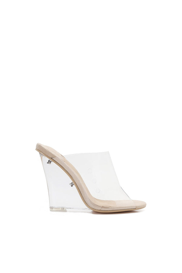 Clear Wedge Mule Sandals