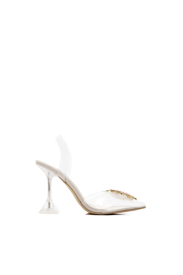 MACKIN J 188-6 Women's Clear Heels Sandals Pointed Toe Slip On Heels Dress Party Pumps Sandals
